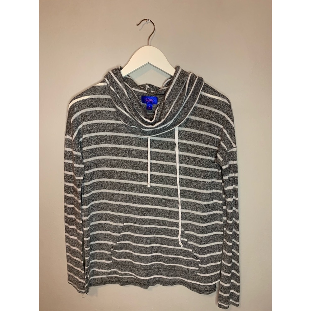 Stripped long sleeve shirt, cowl neck